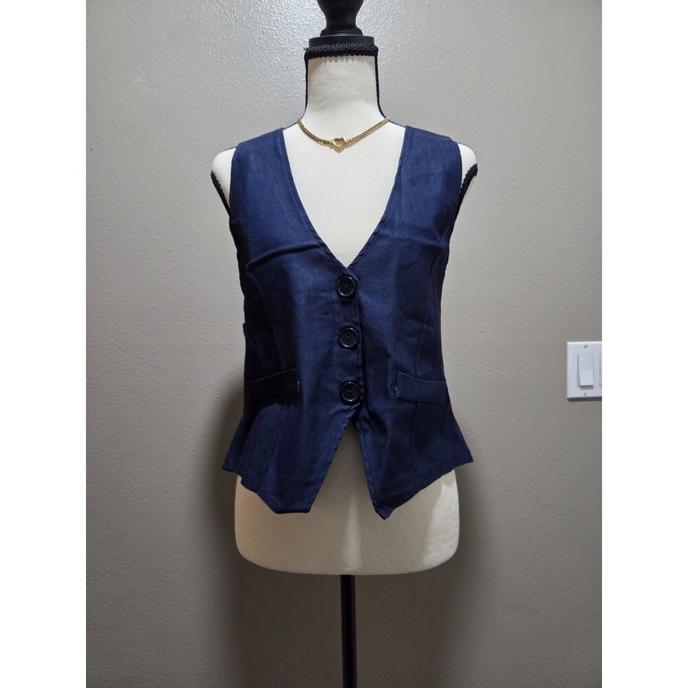 desig by Olivia Men's Navy Blue Suit Vest Regular Fit Adjustable Back Strap 50cm